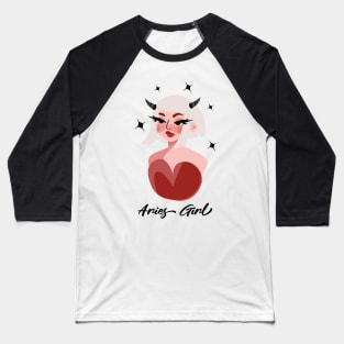 Aries Girl Zodiac Sign Astrology Baseball T-Shirt